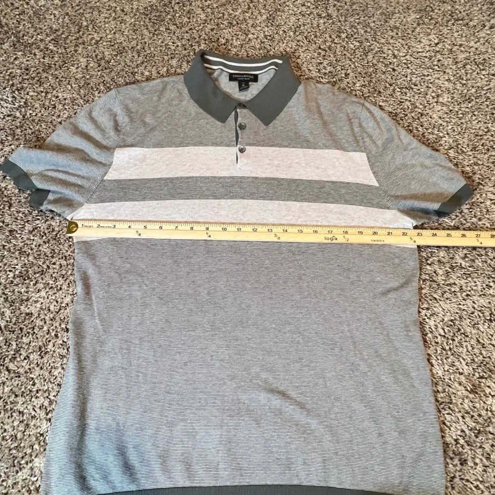 Banana Republic Luxury‎ Blend Silk Cashmere Polo Shirt Mens XL Tall Grey Striped